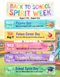 White Back to School Spirit Week Volante Template