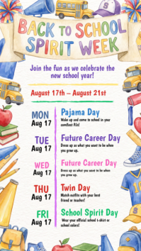 White Back to School Spirit Week Instagram Story Template