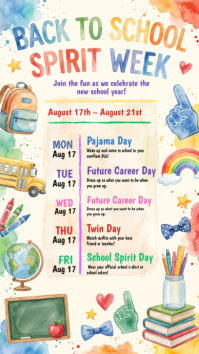 白色 Back to School Spirit Week Instagram-verhaal Template