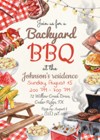 White Joyful Backyard BBQ A6 template