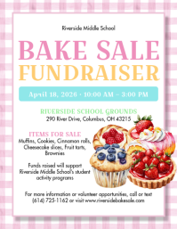White Joyful Bake Sale Fundraiser Flyer ใบปลิว (US Letter) template