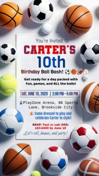 White Joyful Ball Theme Birthday Bash Invitation Instagram Story template