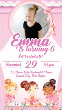 White Joyful Ballerina Invitation Instagram Story template