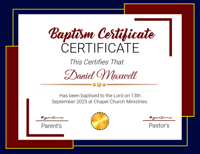 White Joyful Baptism Certificate Card Flyer (us Letter) Pamflet (VSA Brief) template