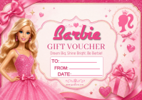 Putih Barbie Gift Voucher A5 Template