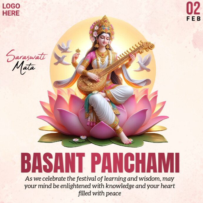 White Joyful Basant Panchami Instagram Post Template | PosterMyWall