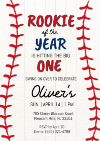 Hvid Baseball Birthday Party A6 Template