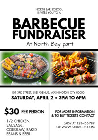 White Joyful Bbq Fundraiser Flyer  A4 template