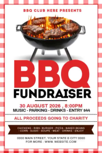 White BBQ Fundraiser Плакат Template