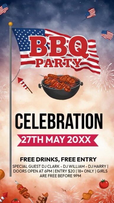 White Joyful Bbq Party Celebration Instagram Story template