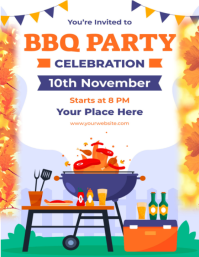 White Joyful Bbq Party Invitation Poster Flyer (us Letter) template