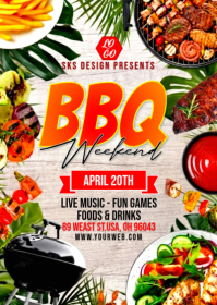 White Joyful BBQ Weekend Event A6 template