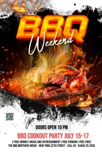 White Joyful Bbq Weekend Poster template