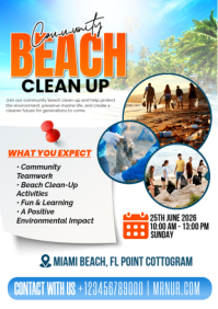 白色 Beach Clean-Up Event A2 Template