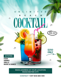 White Joyful Beach Party Flyer Folheto (US Letter) template