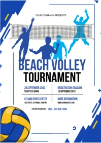 White Joyful Beach Volley Tournament  Template A4