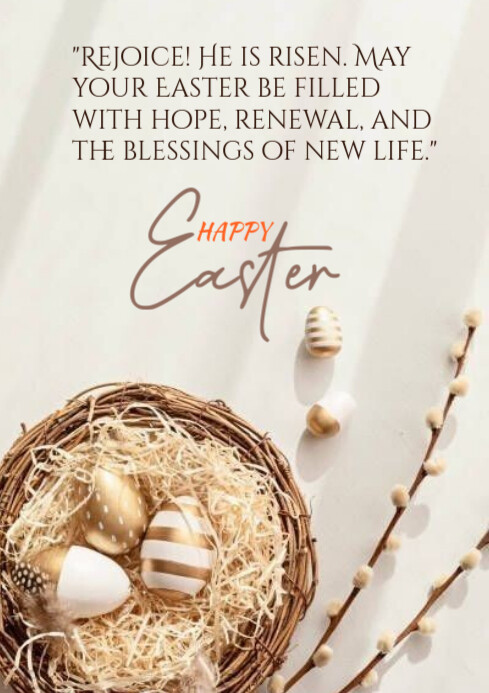 White Joyful Best Easter Wishes And Greetings A4 template