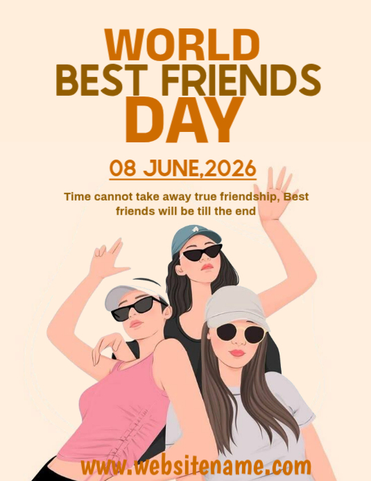 White joyful best friends day flyer Template | PosterMyWall