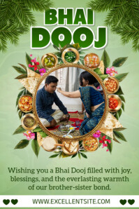 White Joyful Bhai Dooj Greeting Card Poster template