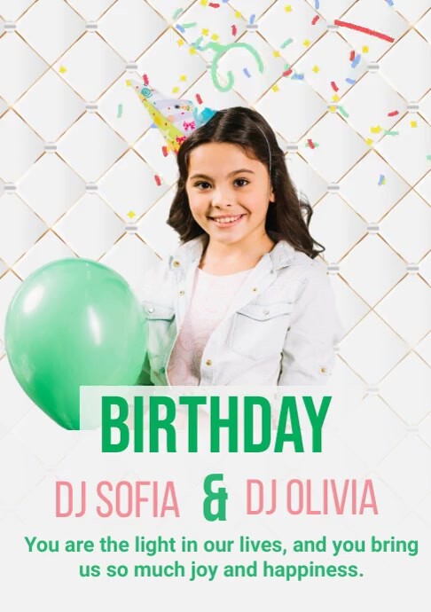 White Joyful Birthday A4 Template | PosterMyWall