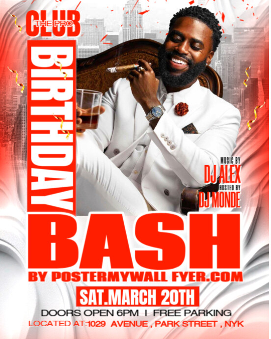 White Joyful  Birthday Bash Event Flyer Template Instagram Portrait
