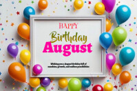 White Joyful Birthday Card Label template