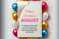 White Joyful Birthday Card Label template