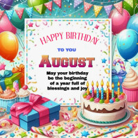 White Joyful Birthday Card  Logo template