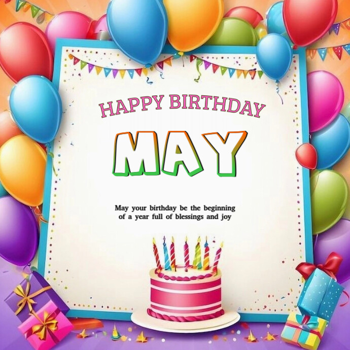 White Joyful Birthday Card Logo Logótipo template
