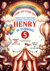 White Children's Birthday Party A6 Template