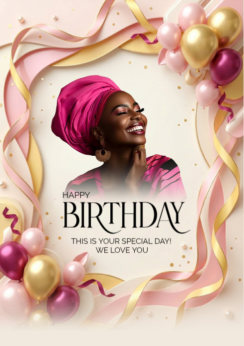 White Joyful Birthday Celebration A4 Template | PosterMyWall