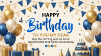 Weiß Birthday Celebration Affichage numérique Template