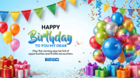 White Joyful Birthday Celebration Digital Display Video template
