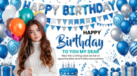 White Joyful Birthday Celebration Digital Display template