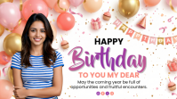 White Birthday Celebration Digital na Display Template