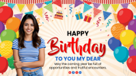 White Joyful Birthday Celebration Digital Display Цифровой дисплей (16 : 9) template