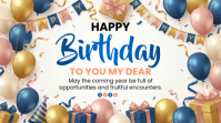 白色 Birthday Celebration Affichage numérique Template