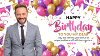 White Birthday Greeting Affichage numérique Template