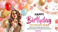 White Joyful Birthday Celebration Digital Display Цифровой дисплей (16 : 9) template