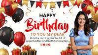 White Joyful Birthday Celebration Digital Display template