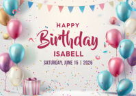 White Joyful Birthday Celebration Postcard template