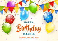 White Joyful Birthday Celebration Postcard Pocztówka template