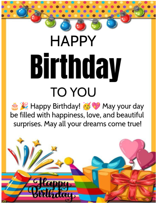 White Joyful Birthday Flyer Template | PosterMyWall