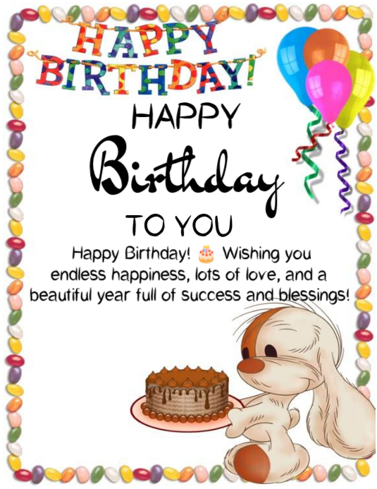 White Joyful Birthday Greeting Flyer Template | PosterMyWall