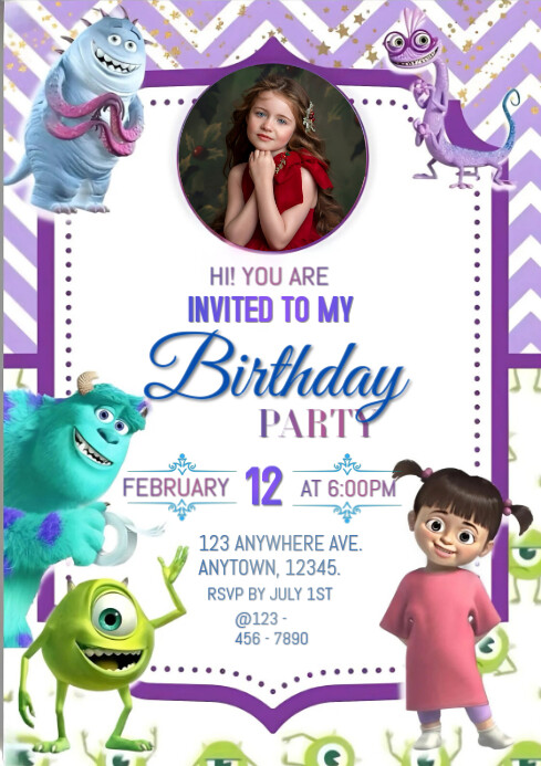 White Joyful Birthday Invitation A4 Template | PosterMyWall
