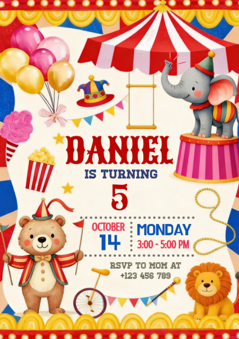 White Joyful Birthday Party A4 Template | PosterMyWall
