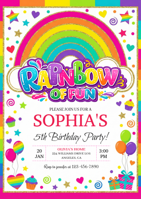 Plantilla de White Joyful Birthday Party A4 | PosterMyWall