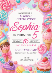 White Birthday Party A5 Template