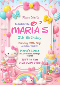 White Children's Birthday Party A6 Template