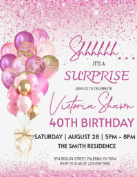 White Surprise Birthday Party Volantino Template